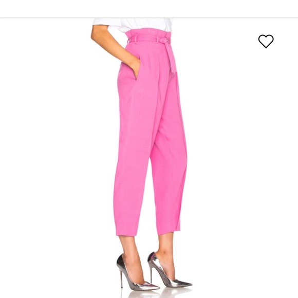NWOT High Waisted Pink 3.1 Philip Lim Pink Belted Tapered Pants, Size 2 - Picture 2 of 8
